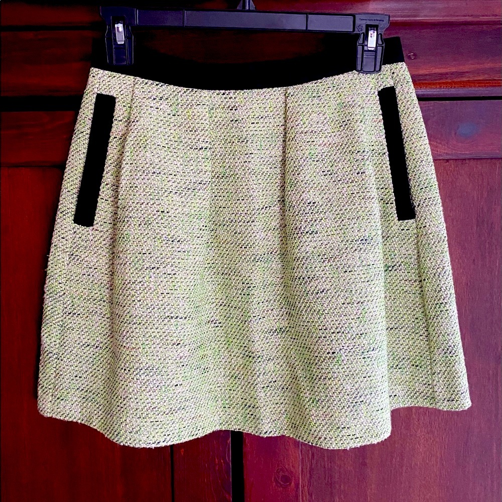 French Connection Light Green Tweed Mini Skirt